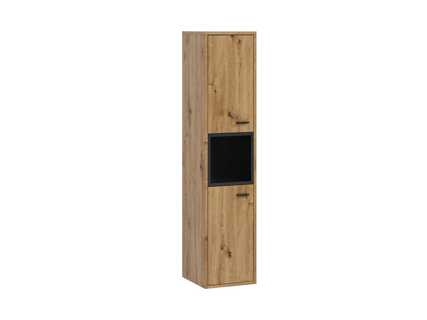 Armoire de toilette murale Baltesi 117, Chêne Artisan|Noir, À suspendre, 133x30x30cm