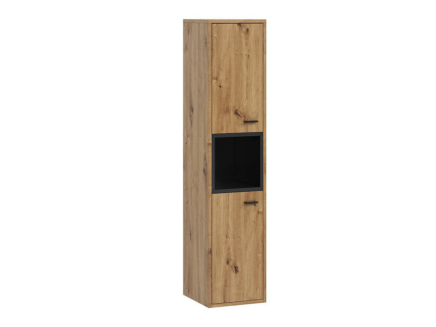 Armoire de toilette murale Baltesi 117, Chêne Artisan|Noir, À suspendre, 133x30x30cm