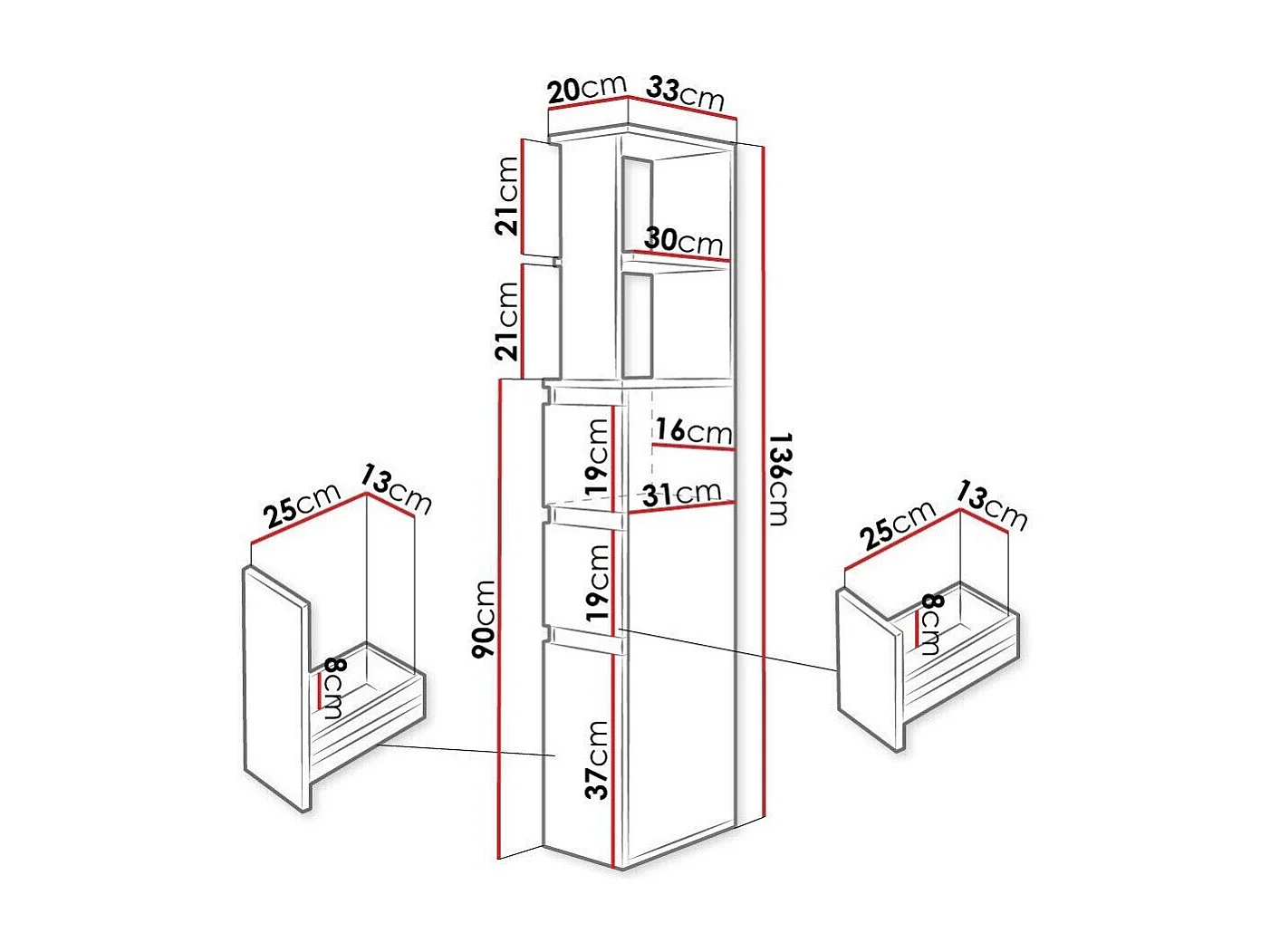 Armário colocado para casa de banho Comfivo 384, Colocado, 14x2x3cm