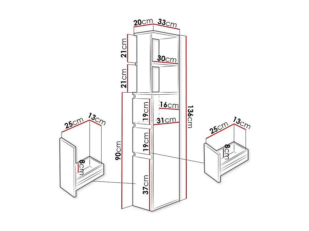 Armário colocado para casa de banho Comfivo 384, Colocado, 14x2x3cm