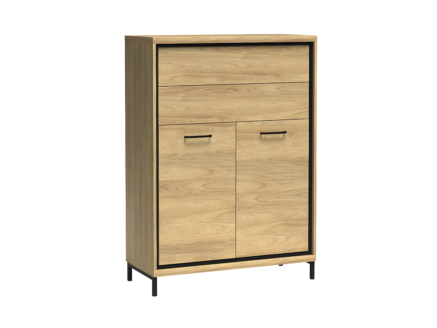 Commode Etrmoni 103, Clair bois, Avec tiroirs et portes, Nombre de tiroirs: 2, 120x92cm
