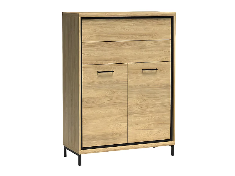 Cómoda Etrmoni 103, Luminoso madera, Con cajones y puertas, Número de cajones: 2, 120cm