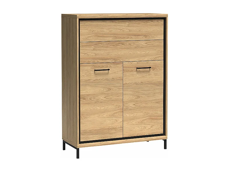 Commode Etrmoni 103, Clair bois, Tiroirs et portes, Nombre de tiroirs: 2, 120x92x41cm