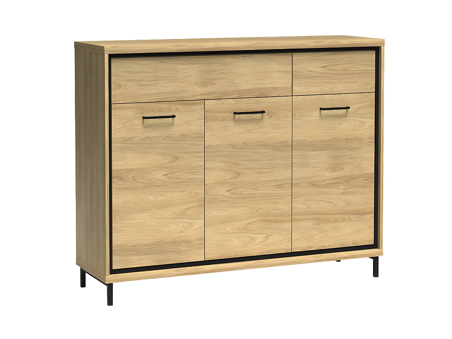 Commode Etrmoni 104, Clair bois, Avec tiroirs et portes, Nombre de tiroirs: 2, 101x135cm