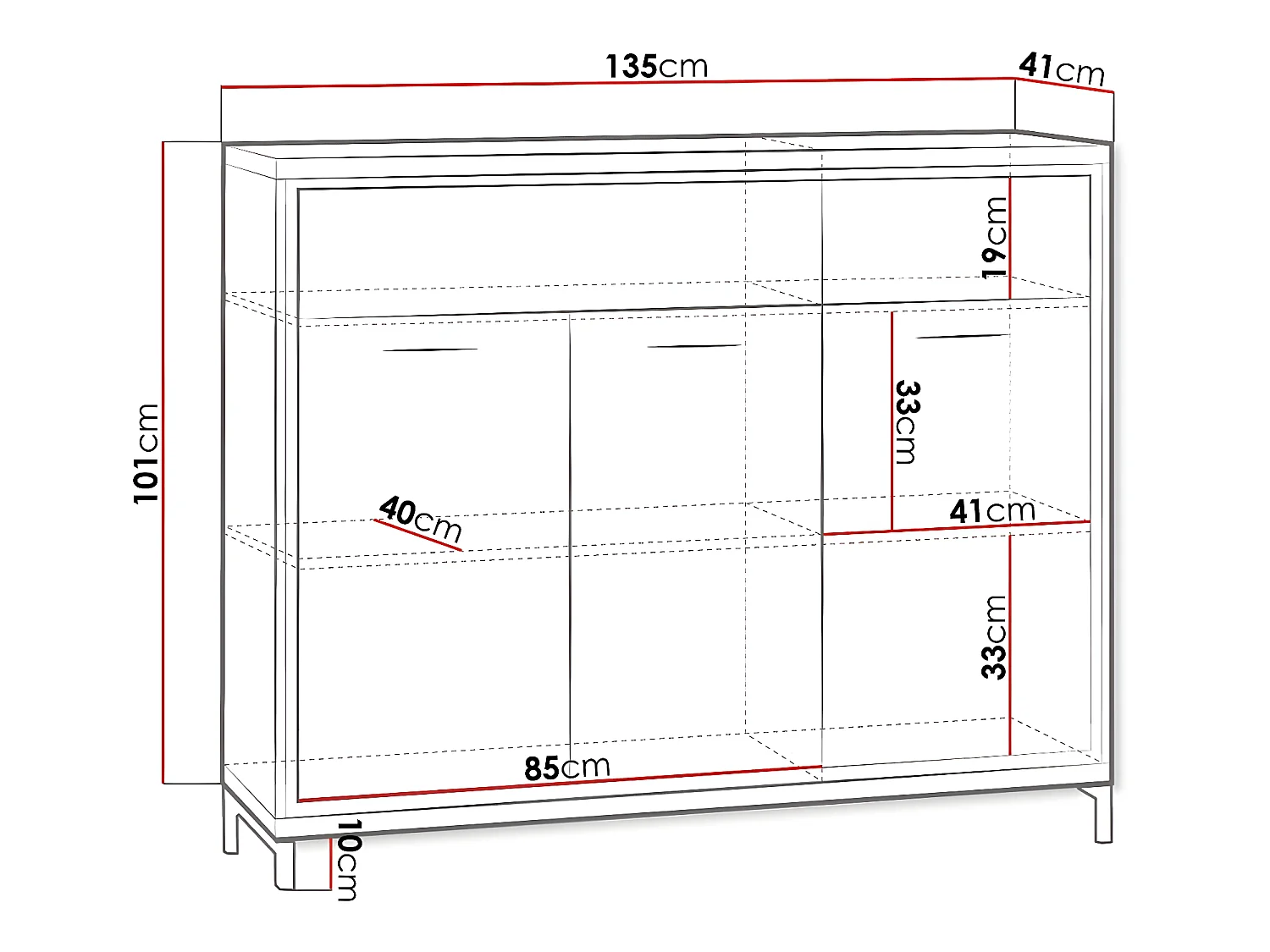 Cómoda Etrmoni 104, Com gavetas e portas, Número de gavetas: 2