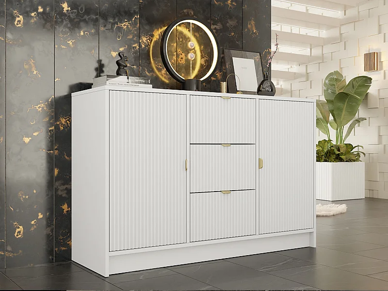 Commode Comfivo Larmire 101, Blanc, Avec tiroirs et portes, 75x118x40cm