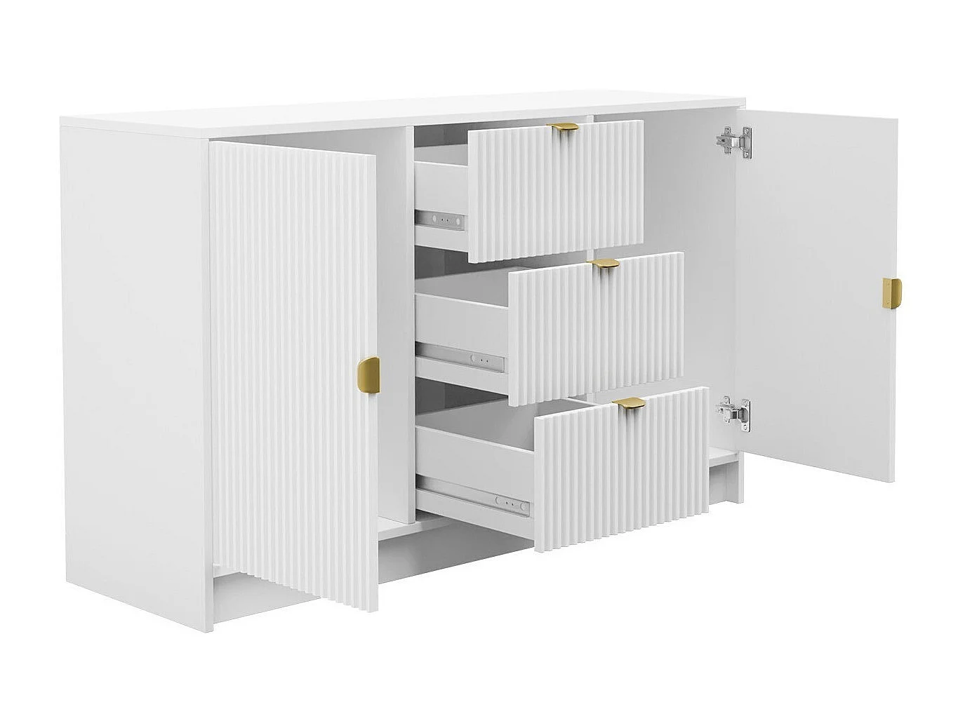 Cómoda Comfivo Larmire 101, Blanco, Con cajones y puertas, 75x118x40cm