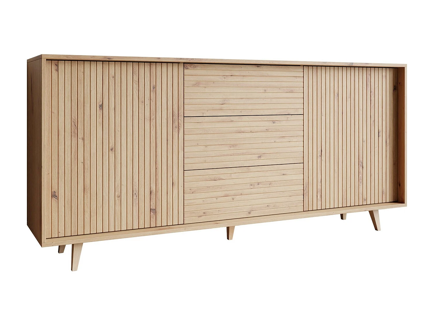 Cómoda Comfivo Romtori 101, Roble Artisan, Con cajones y puertas, 84x180x40cm