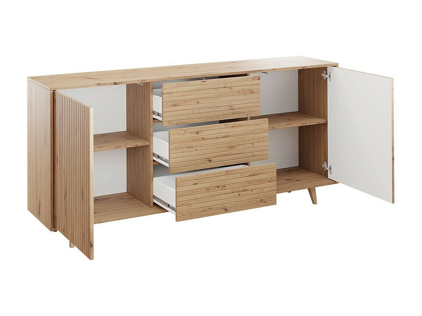 Cómoda Comfivo Romtori 101, Roble Artisan, Con cajones y puertas, 84x180x40cm