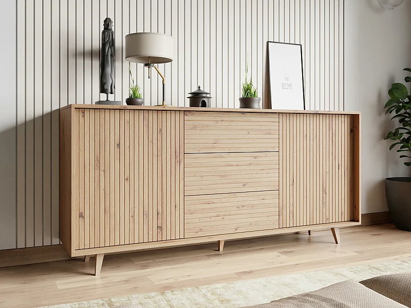 Commode Comfivo Romtori 101, Chêne Artisan, Tiroirs et portes, 84x180x40cm