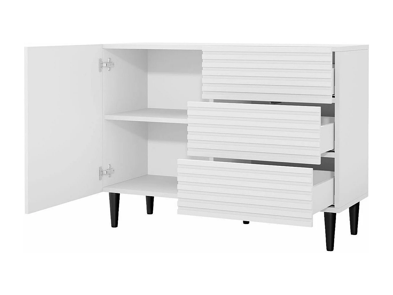 Cómoda Comfivo Mavmono 100, Blanco, Con cajones y puertas, 76x104x40cm