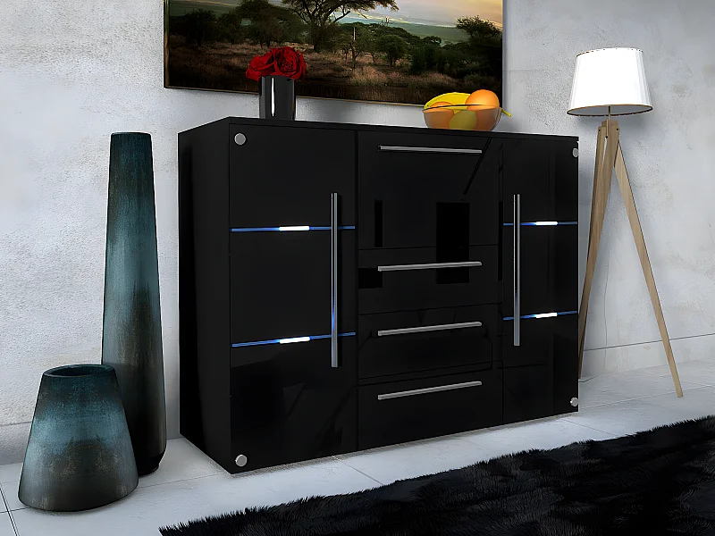 Commode Nashville 101, Avec tiroirs et portes, Nombre de tiroirs: 3, 115x136x39cm