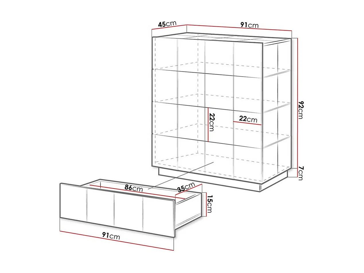 Cómoda Charlotte 133, Número de gavetas: 4, 10x9x5cm