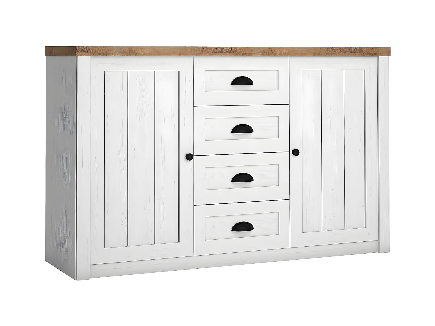 Commode Ferdore 102, Pin Anderson|Chêne de Lefkas, Avec tiroirs et portes, 87x130x43cm