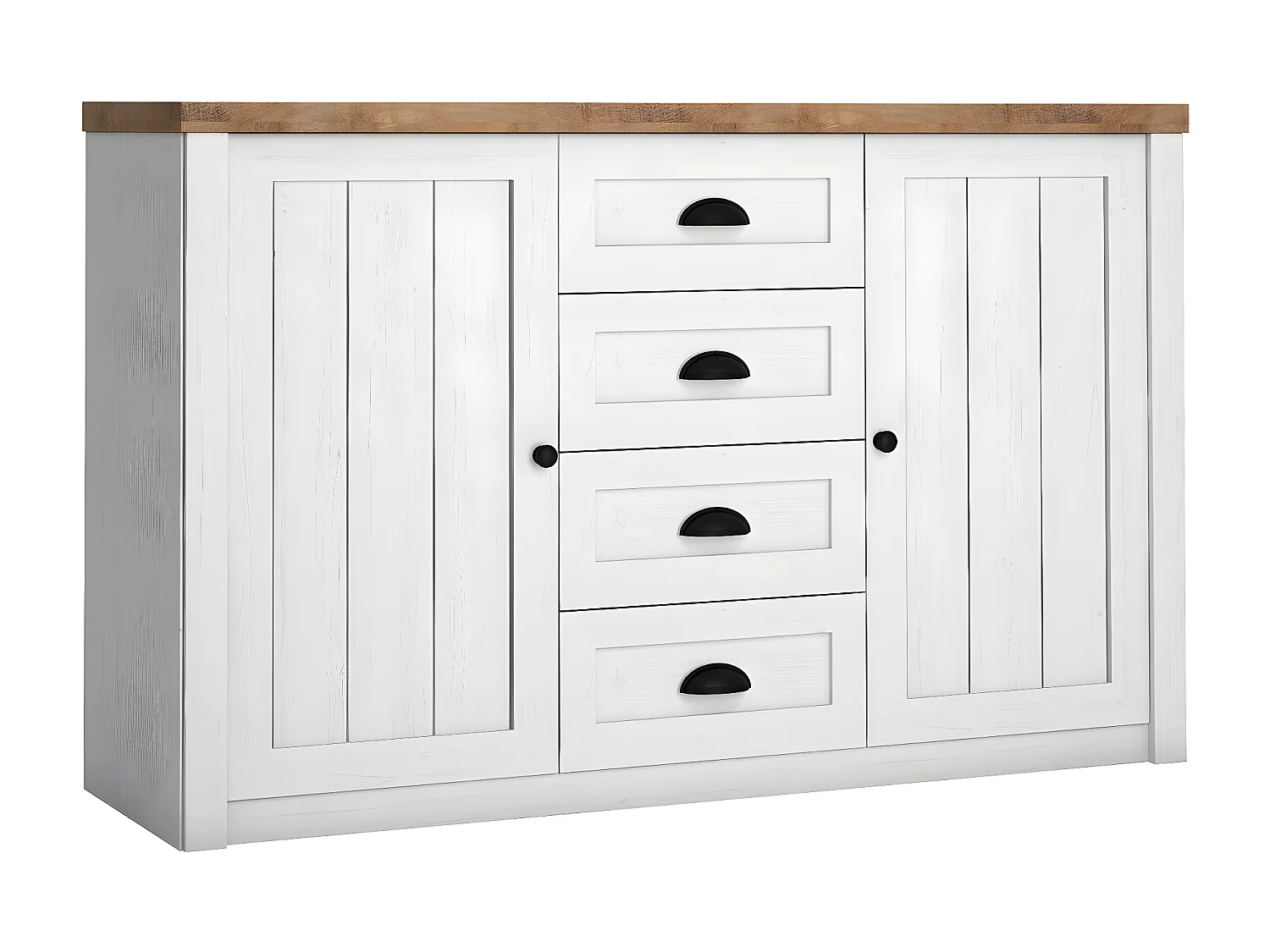 Commode Ferdore 102, Pin Anderson|Chêne de Lefkas, Tiroirs et portes, 87x130x43cm