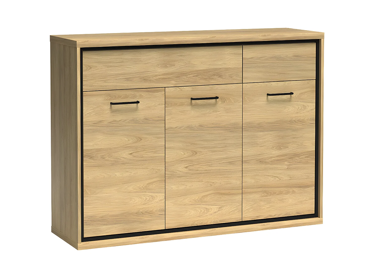 Commode Etrmoni 104, Clair bois, Avec tiroirs et portes, Nombre de tiroirs: 2, 101x135cm