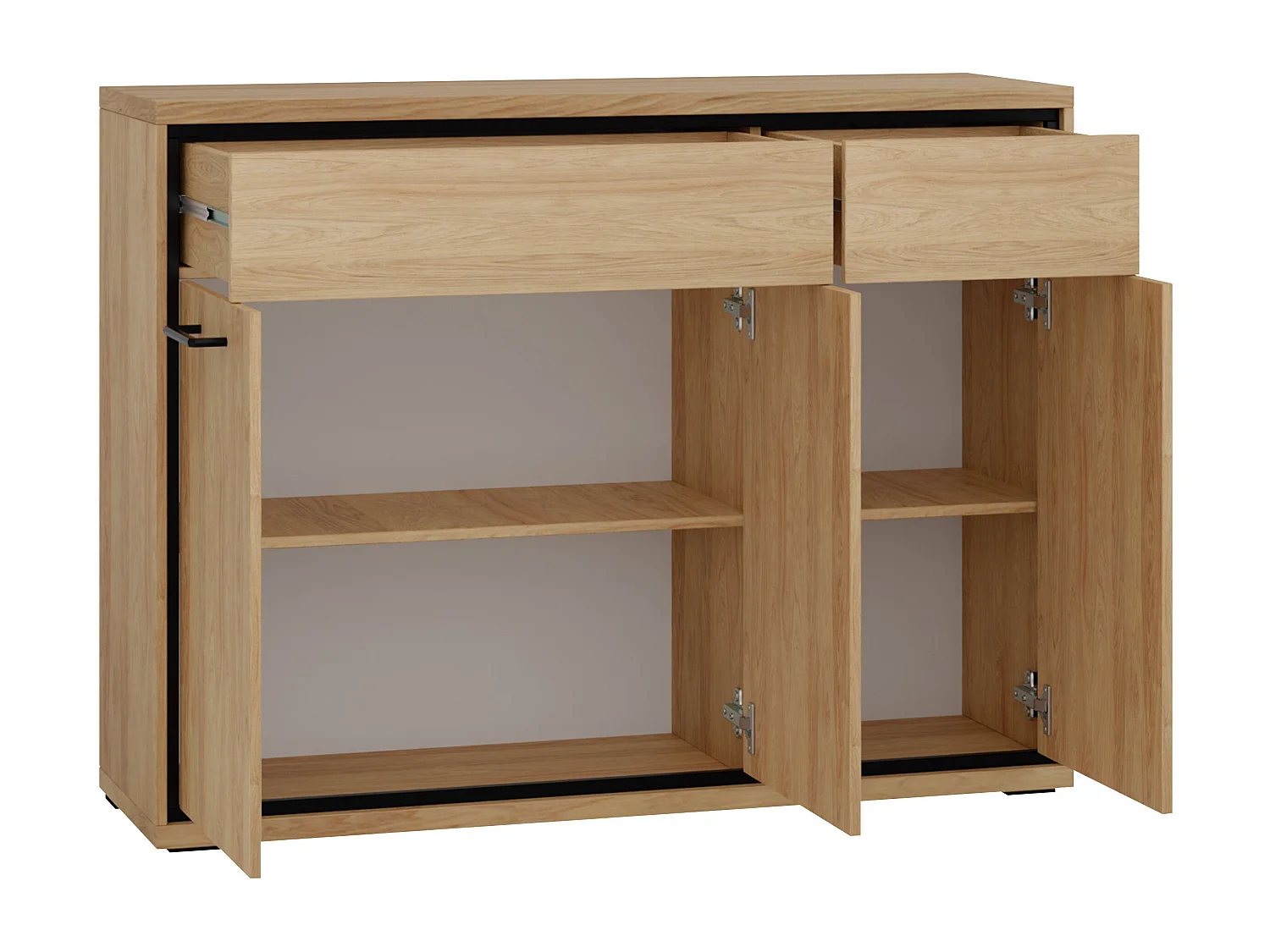 Commode Etrmoni 104, Clair bois, Tiroirs et portes, Nombre de tiroirs: 2, 101x135x41cm