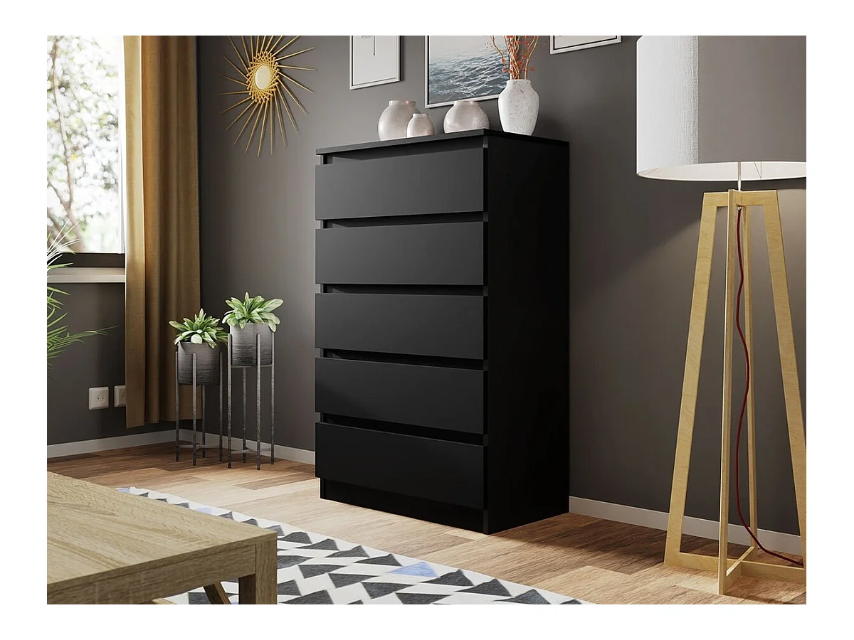 Commode Comfivo 231, Noir, Avec tiroirs, Nombre de tiroirs: 5, 112x70x40cm