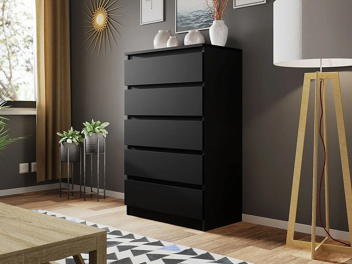 Commode Comfivo 231, Noir, Avec tiroirs, Nombre de tiroirs: 5, 112x70x40cm