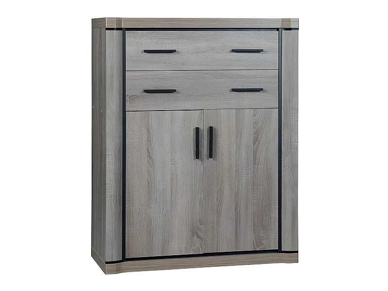 Cómoda Lorelie 105, Trufa roble, Con cajones y puertas, Número de cajones: 2, 123x97x44cm