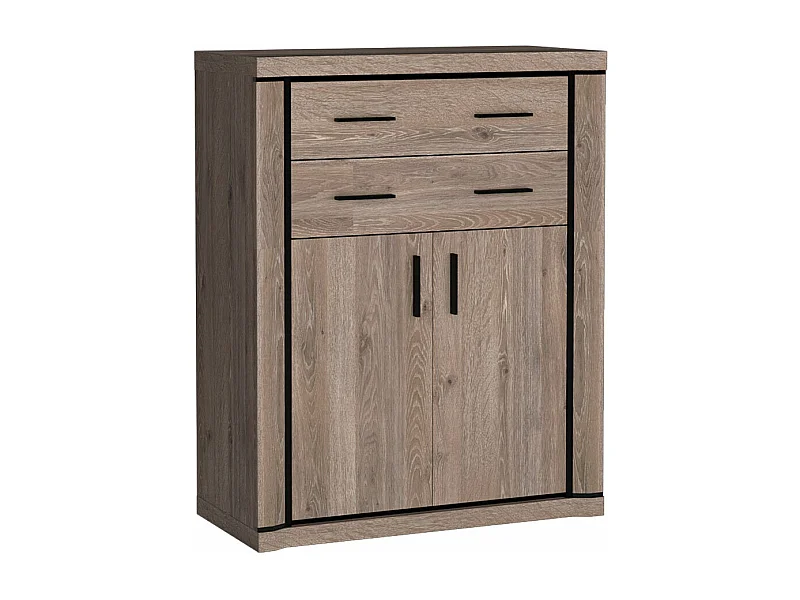 Commode Lorelie 105, Truffe chêne, Avec tiroirs et portes, Nombre de tiroirs: 2, 123x97cm