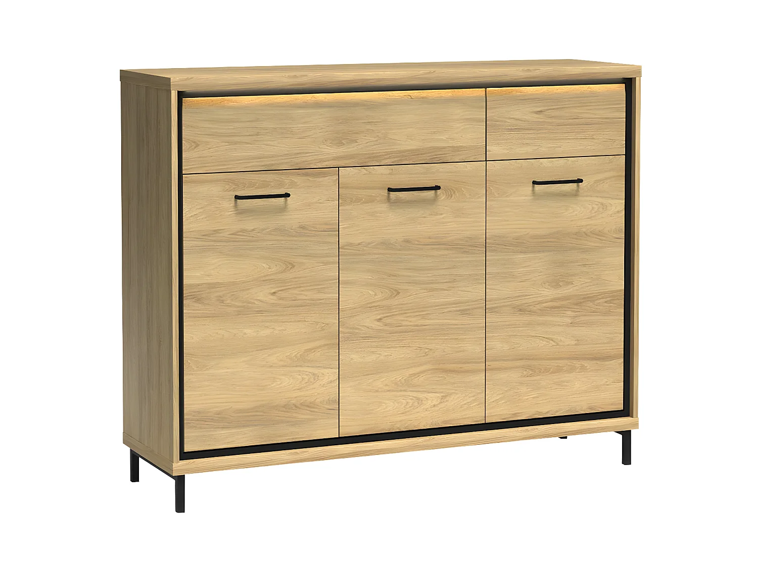 Commode Etrmoni 104, Clair bois, Avec tiroirs et portes, Nombre de tiroirs: 2, 101x135cm
