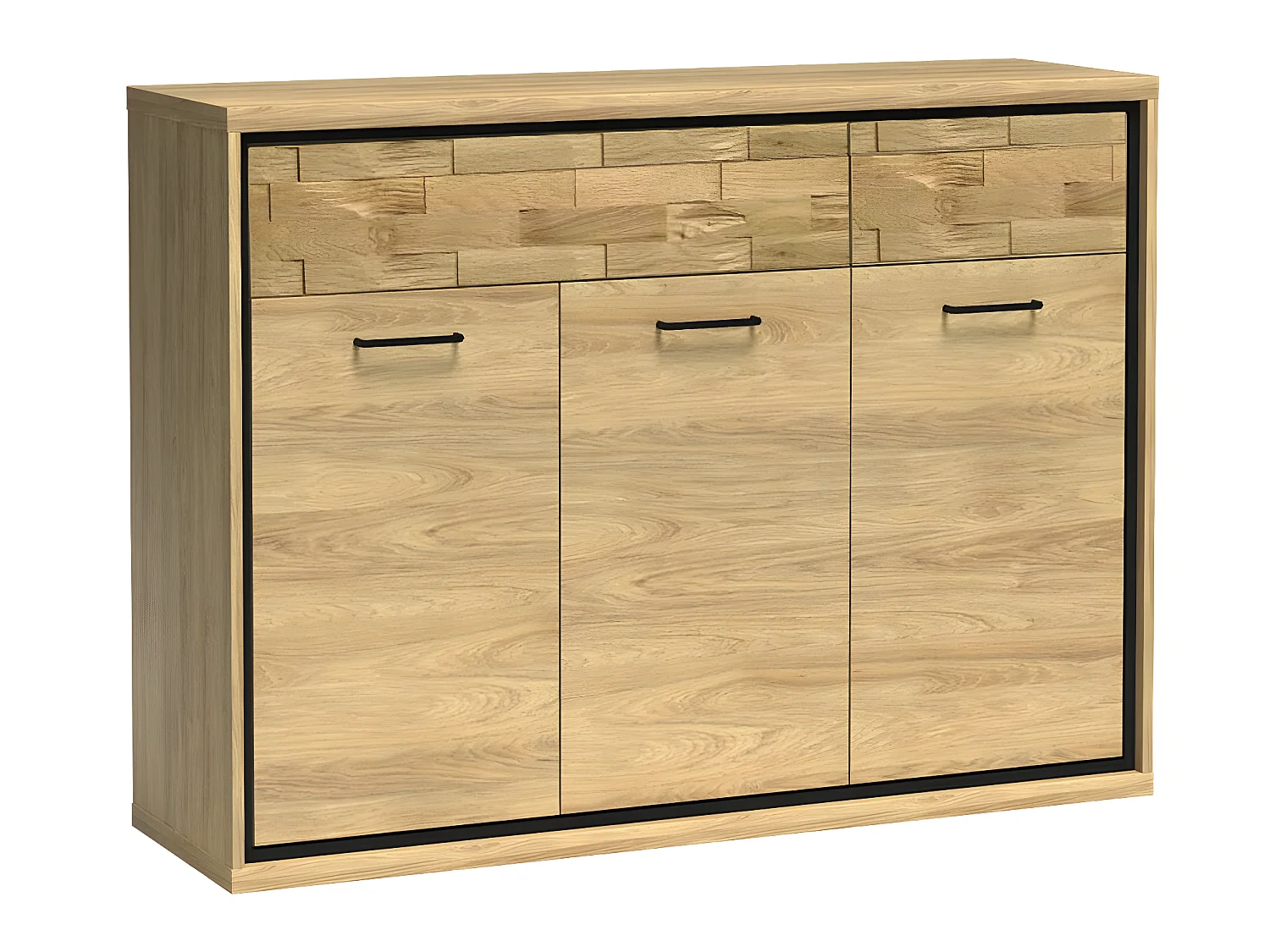 Commode Etrmoni 104, Clair bois|Chêne, Avec tiroirs et portes, Nombre de tiroirs: 2, 41cm