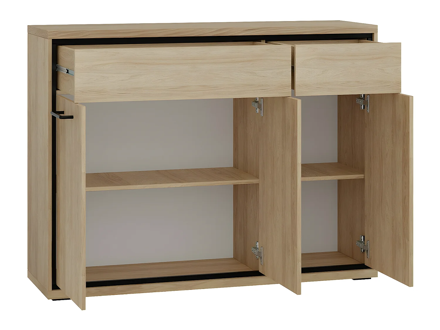 Commode Etrmoni 104, Clair bois|Chêne, Tiroirs et portes, Nombre de tiroirs: 2, 101x135cm