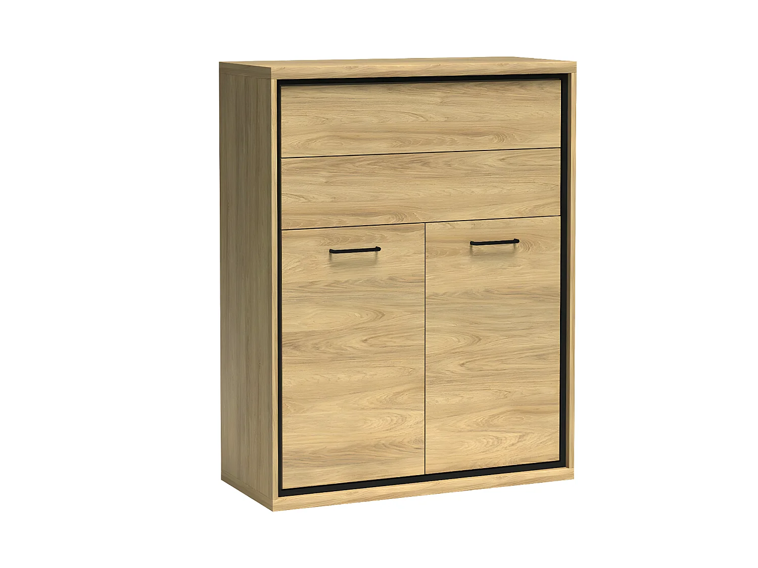 Commode Etrmoni 103, Clair bois, Avec tiroirs et portes, Nombre de tiroirs: 2, 120x92cm