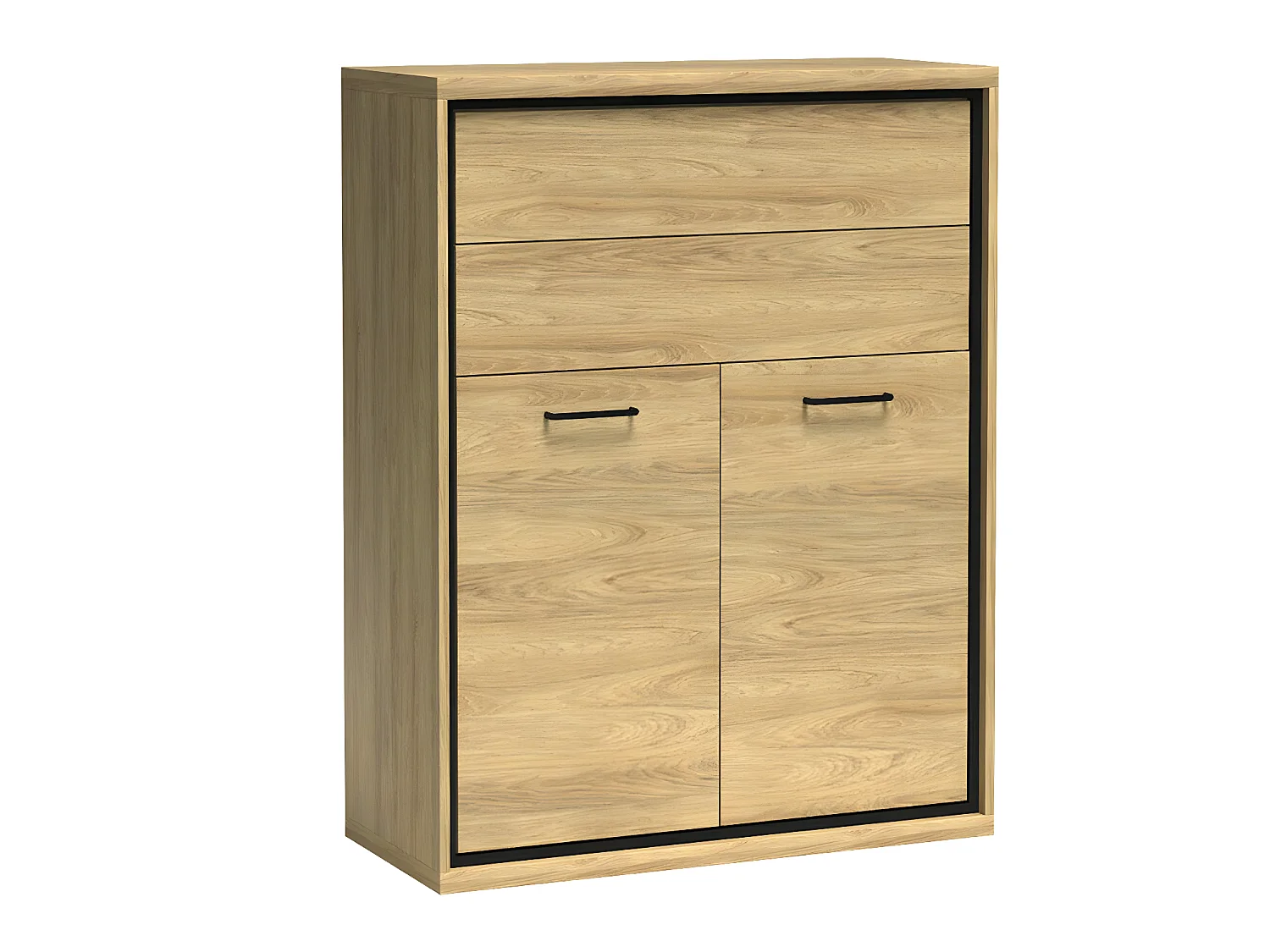 Cómoda Etrmoni 103, Luminoso madera, Con cajones y puertas, Número de cajones: 2, 120cm