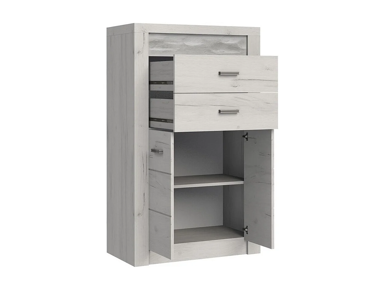 Cómoda Serfeno 103, Fresno, Con cajones y puertas, Número de cajones: 2, 127x76x42cm