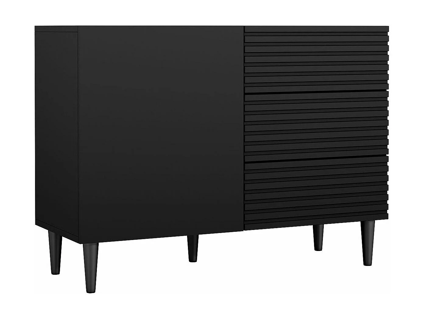 Commode Comfivo Mavmono 100, Noir, Avec tiroirs et portes, 76x104x40cm