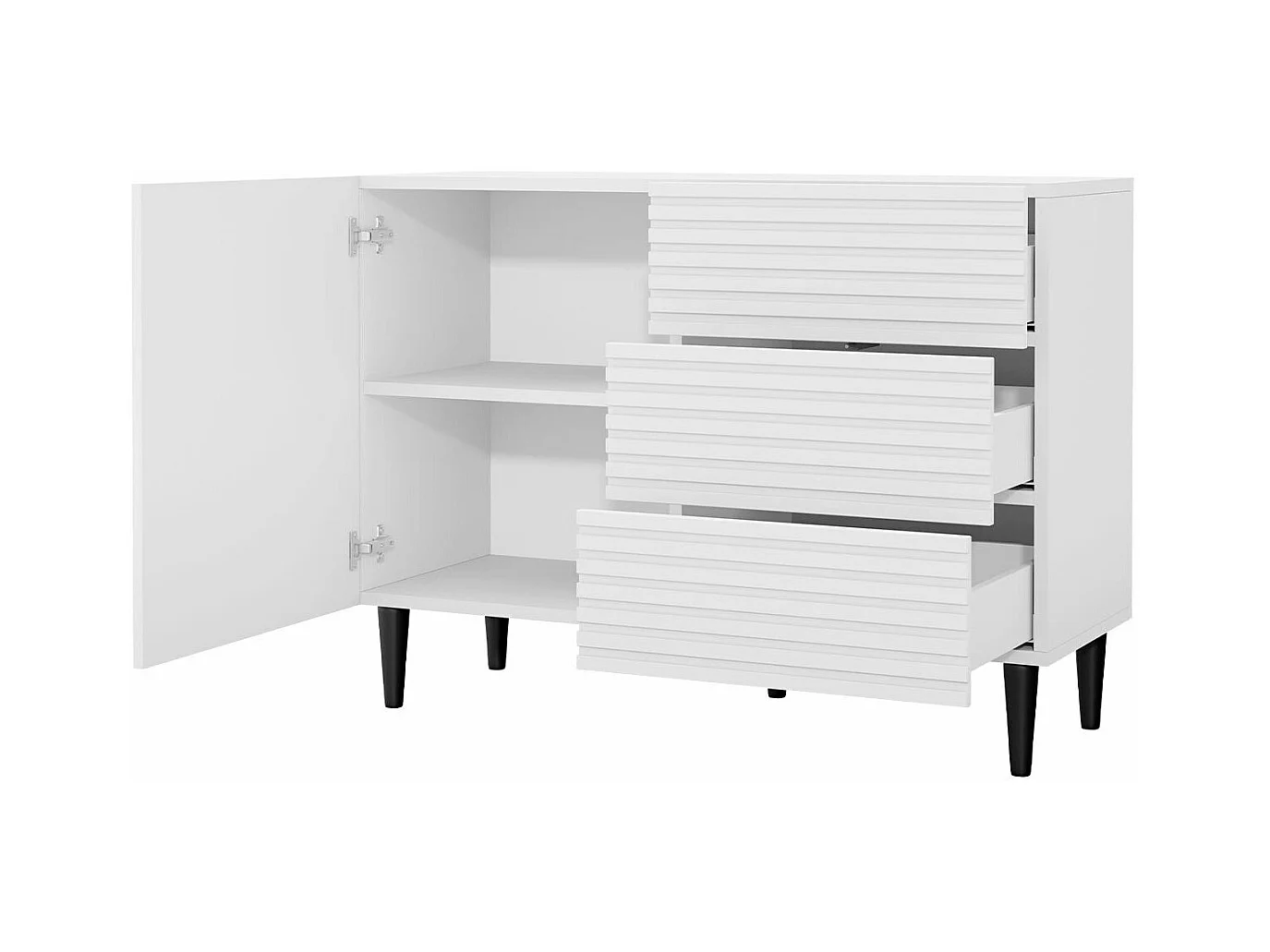 Commode Comfivo Mavmono 100, Noir, Avec tiroirs et portes, 76x104x40cm