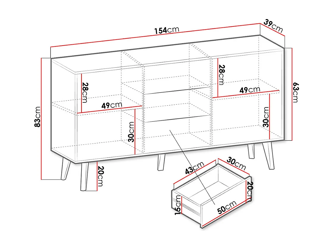 Aparador AMBIHOME DAMA 154x39x83cm