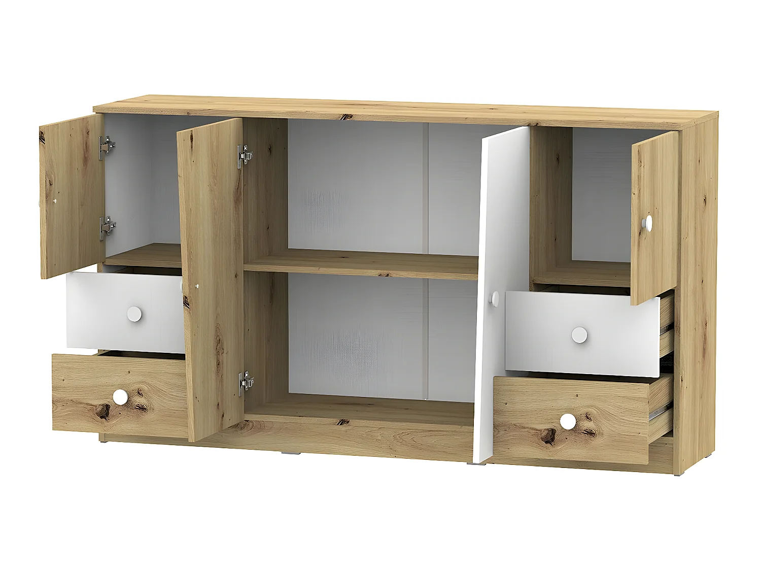 Cómoda Almira 105, Com gavetas e portas, Número de gavetas: 4