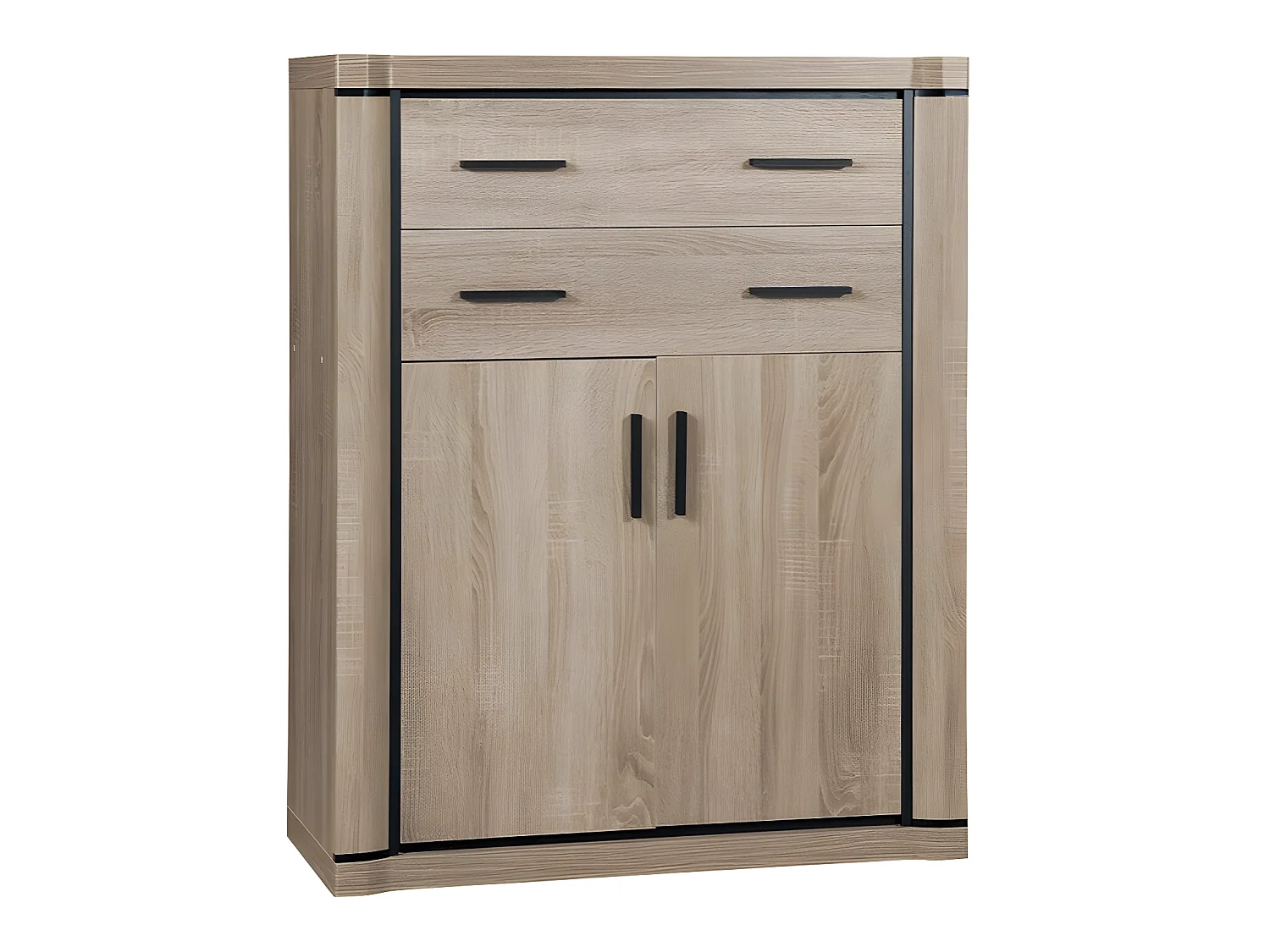 Cómoda Lorelie 105, Roble Sonoma, Con cajones y puertas, Número de cajones: 2, 123x97cm