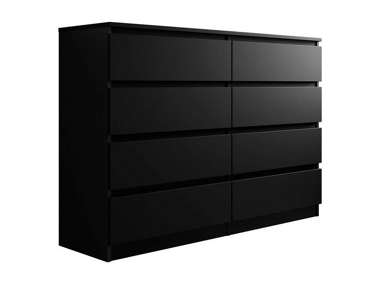 Commode Comfivo 162, Noir, Avec tiroirs, Nombre de tiroirs: 8, 100x138x40cm