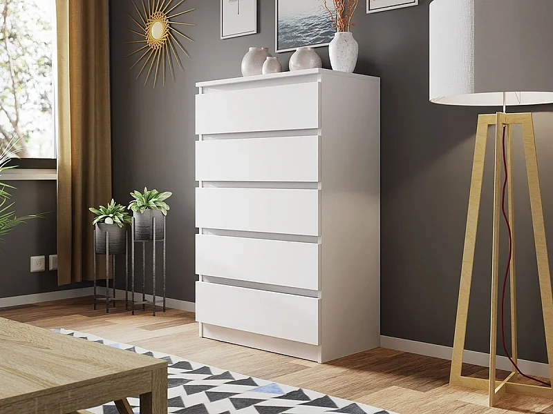 Cómoda Comfivo 231, Blanco, Con cajones, Número de cajones: 5, 112x70x40cm