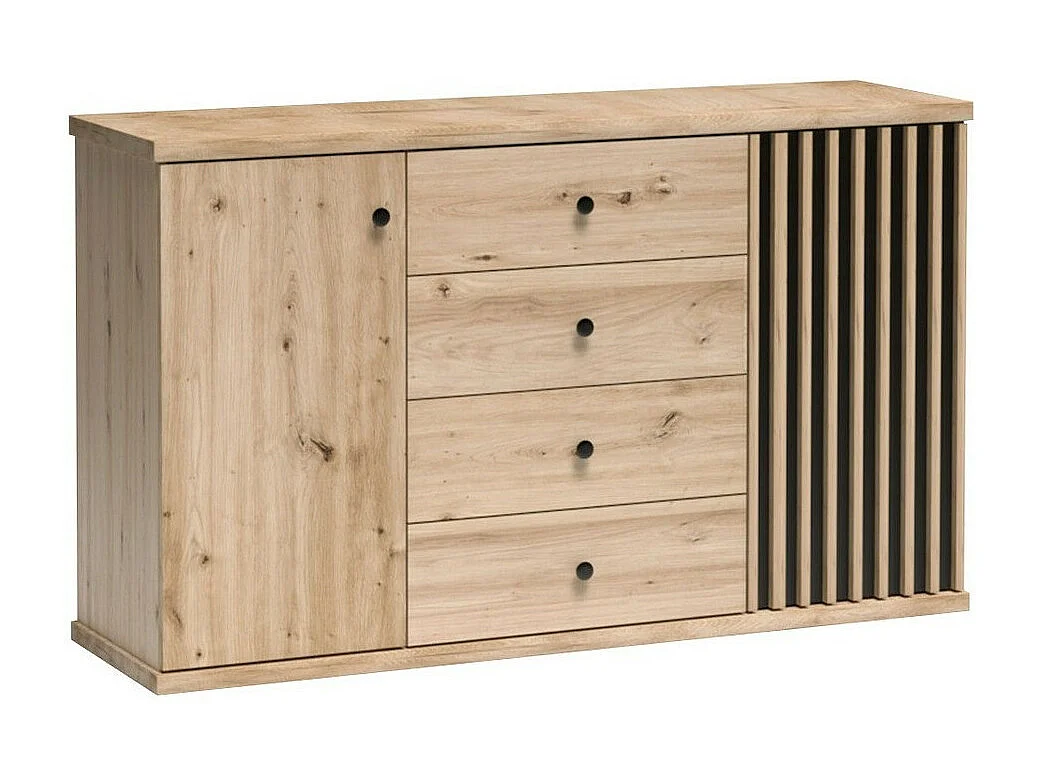 Commode Venmava 103, Chêne Artisan|Noir, Tiroirs et portes, Nombre de tiroirs: 4, 85x41cm