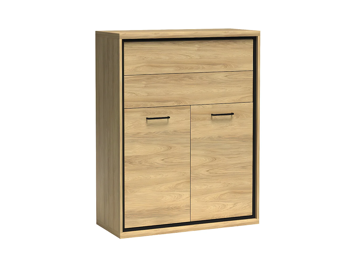 Commode Etrmoni 103, Clair bois, Avec tiroirs et portes, Nombre de tiroirs: 2, 120x92cm