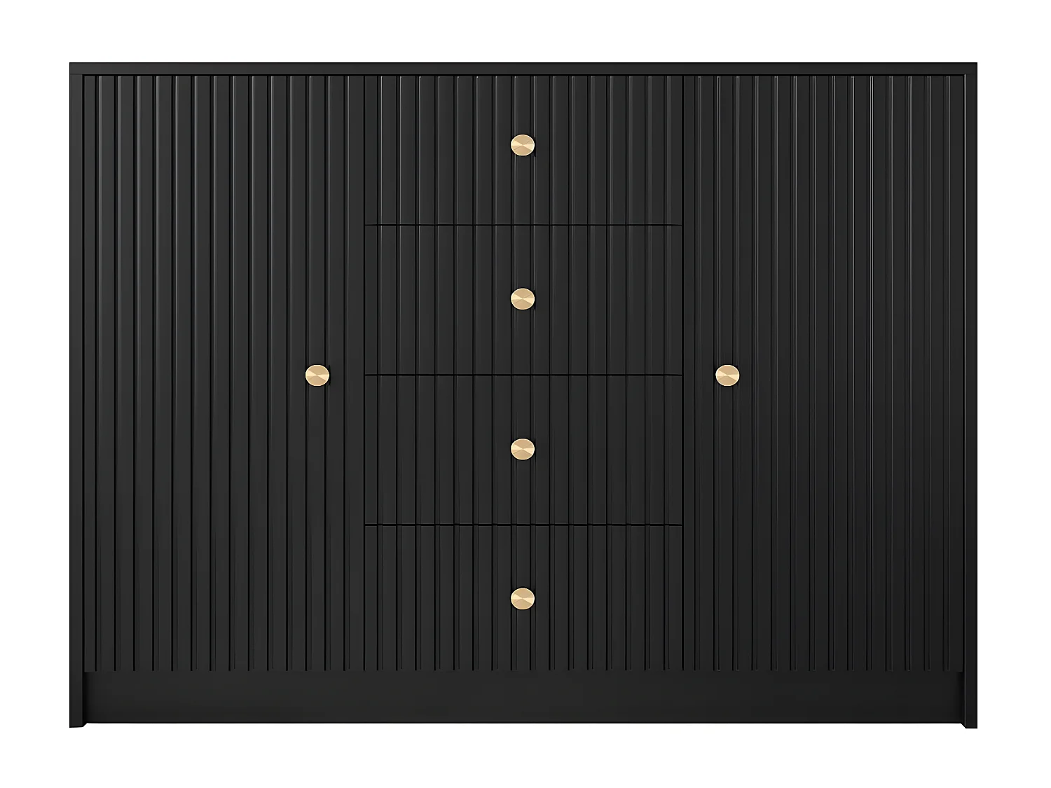 Commode Hartford 425, Or|Noir, Avec tiroirs et portes, Nombre de tiroirs: 4.00, 100x119cm