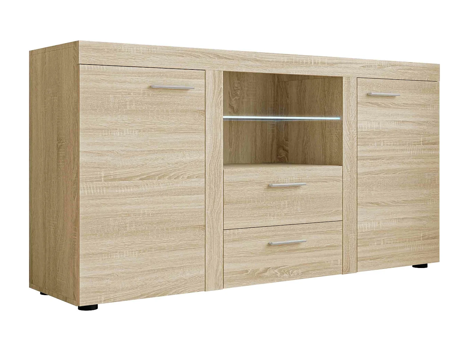 Commode Tucson 104, Sonoma chêne, Tiroirs et portes, Nombre de tiroirs: 2, 82x157x40cm