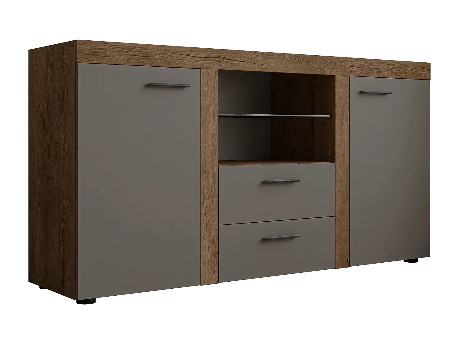 Commode Tucson 104, Chêne de Lefkas|Graphite, Tiroirs et portes, Nombre de tiroirs: 2,