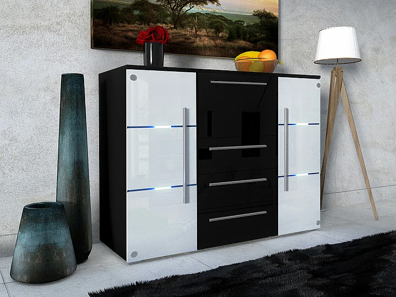 Cómoda Nashville 101, Con cajones y puertas, Número de cajones: 3, 115x136x39cm