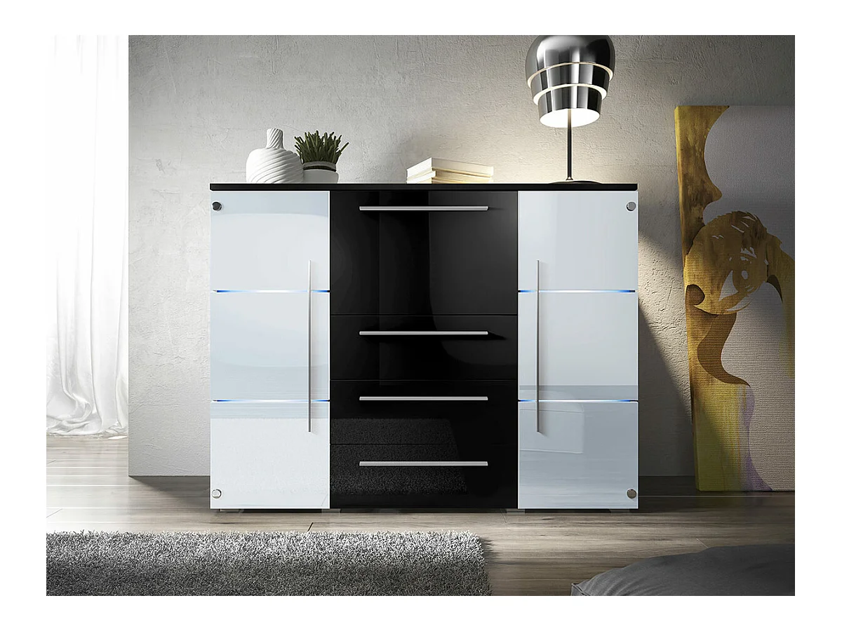 Commode Nashville 101, Avec tiroirs et portes, Nombre de tiroirs: 3, 115x136x39cm