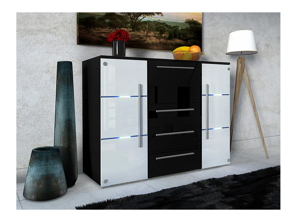 Commode Nashville 101, Avec tiroirs et portes, Nombre de tiroirs: 3, 115x136x39cm