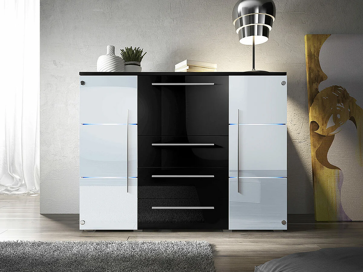 Cómoda Nashville 101, Con cajones y puertas, Número de cajones: 3, 115x136x39cm