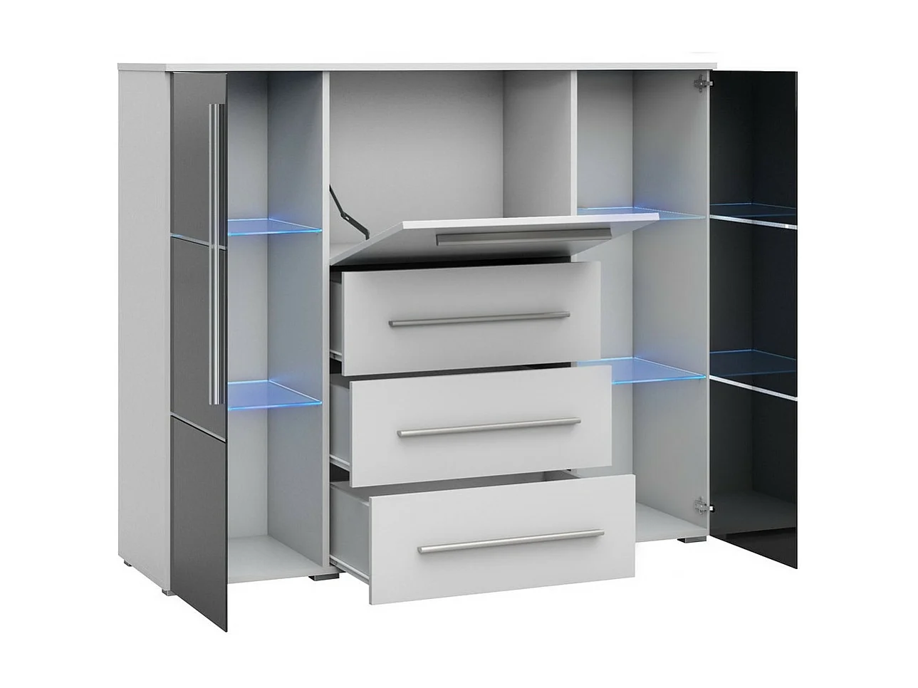 Cómoda Nashville 101, Con cajones y puertas, Número de cajones: 3, 115x136x39cm