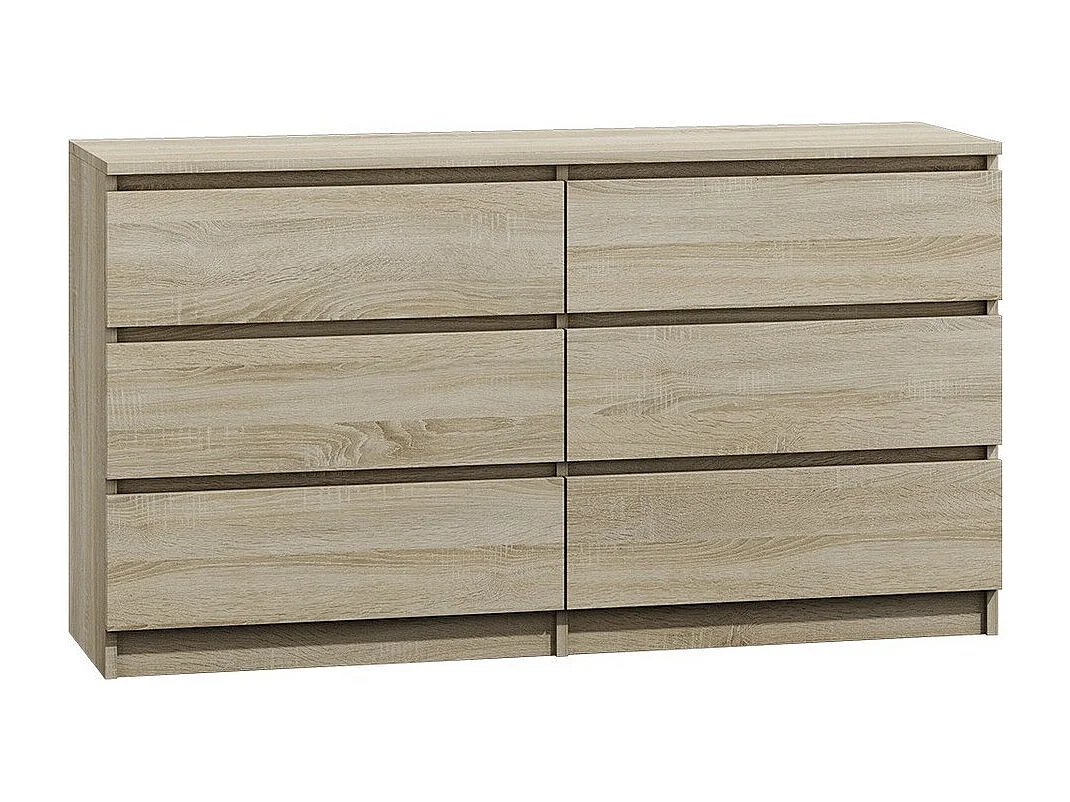 Kommode mit 6 Schubladen - 138x40x77 cm - Sonoma Eiche - Malwa M6 140