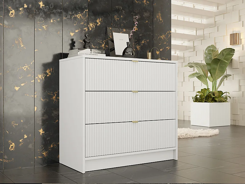 Commode Comfivo Larmire 102, Blanc, Avec tiroirs, 75x80x40cm